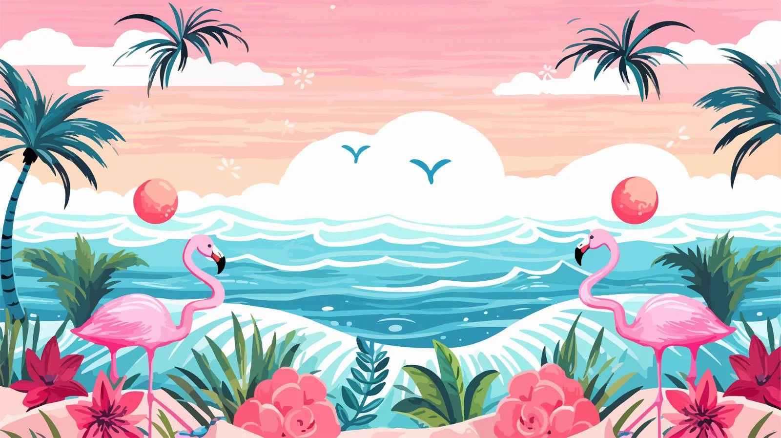 Hand-drawn Wave Sun Pineapple Pattern — free download from Dotvec