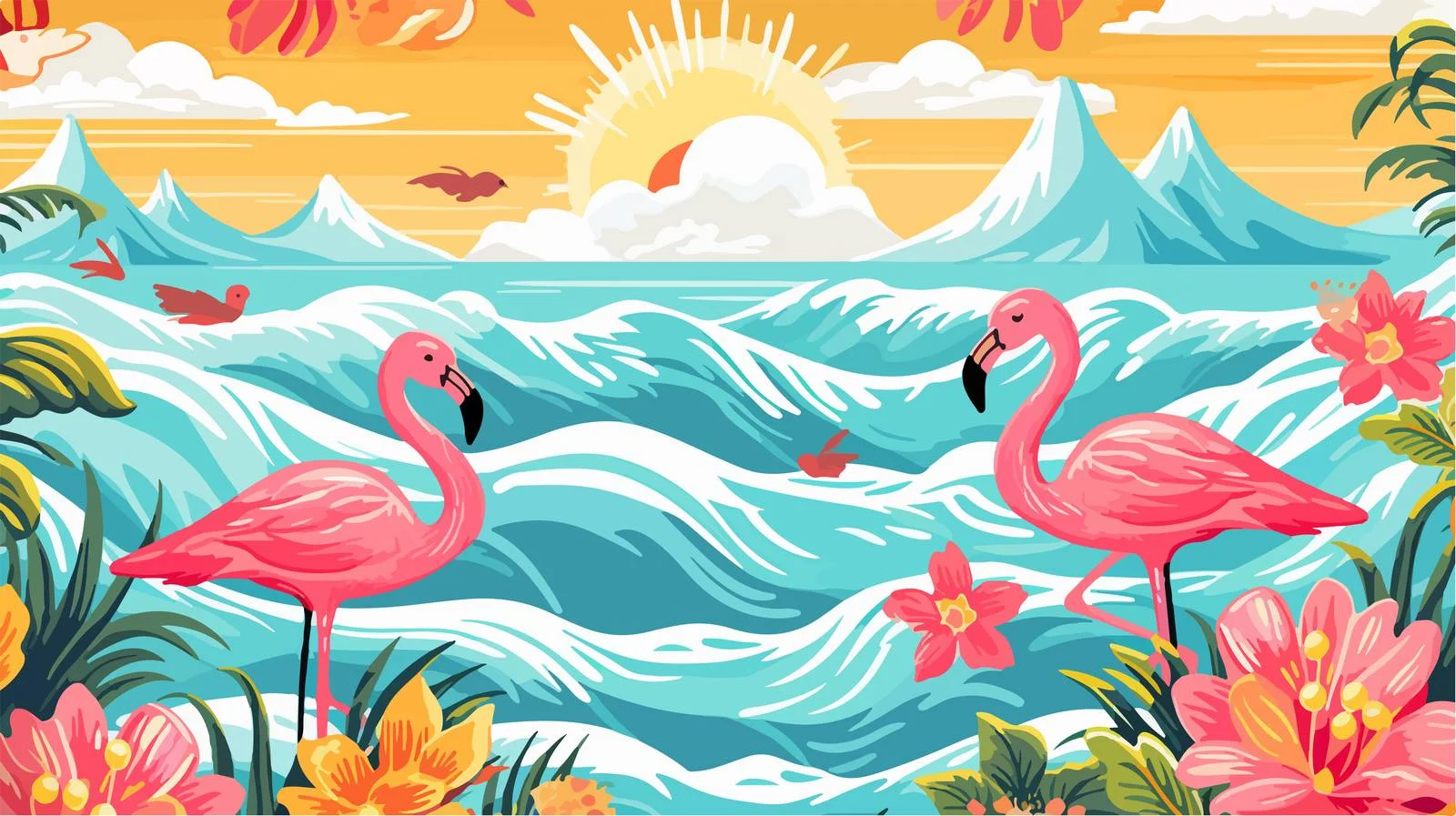 Hand-drawn Seamless Waves and Sun Pattern — free download from Dotvec