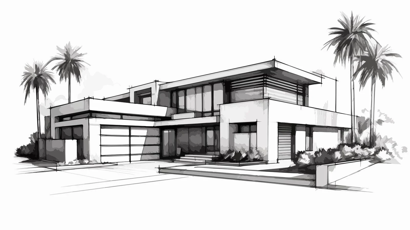 Unique Hand-Drawn Modern Villa — free download from Dotvec
