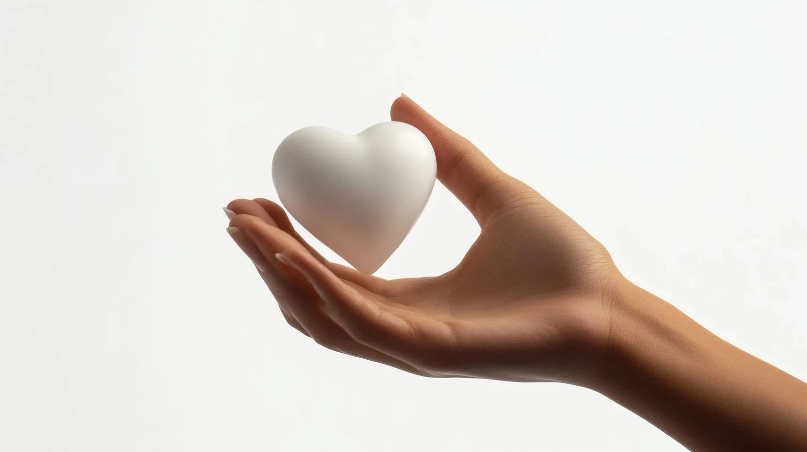 Elegant Hand Holding White Heart on White — free download from Dotvec