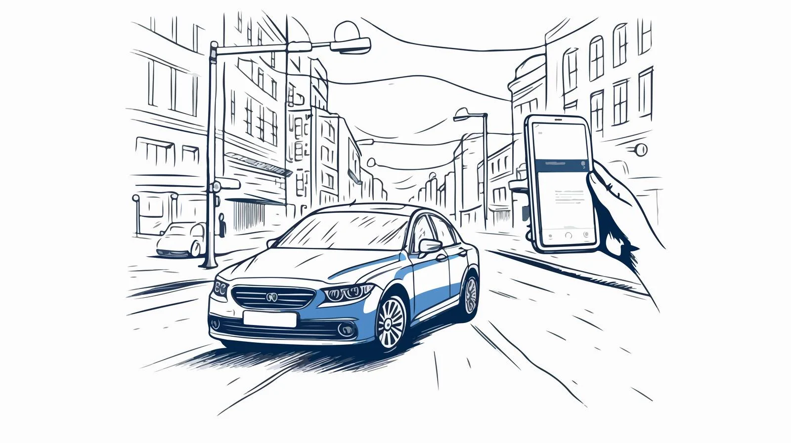 Urban commute with phone and car — free download from Dotvec