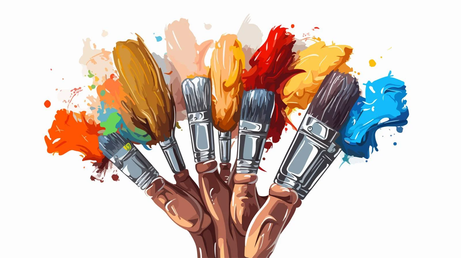 Artistic hand with varied paintbrushes selection — free download from Dotvec