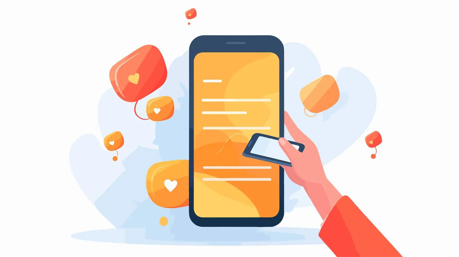 Messaging on Mobile: Hand with Online App — free download from Dotvec