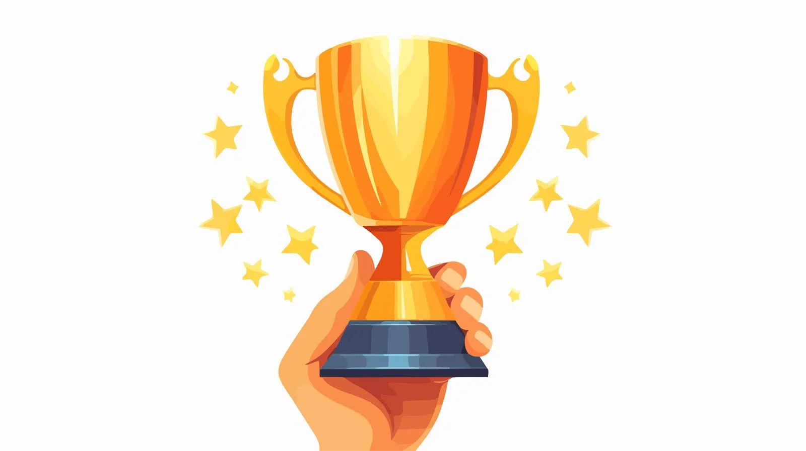 Victory symbol: Hand holding winners cup — free download from Dotvec