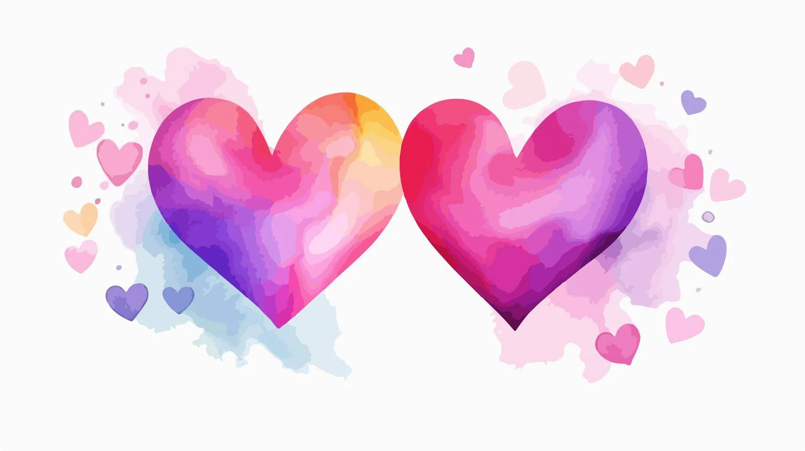 Hand-painted Rainbow with Pink Heart — free download from Dotvec
