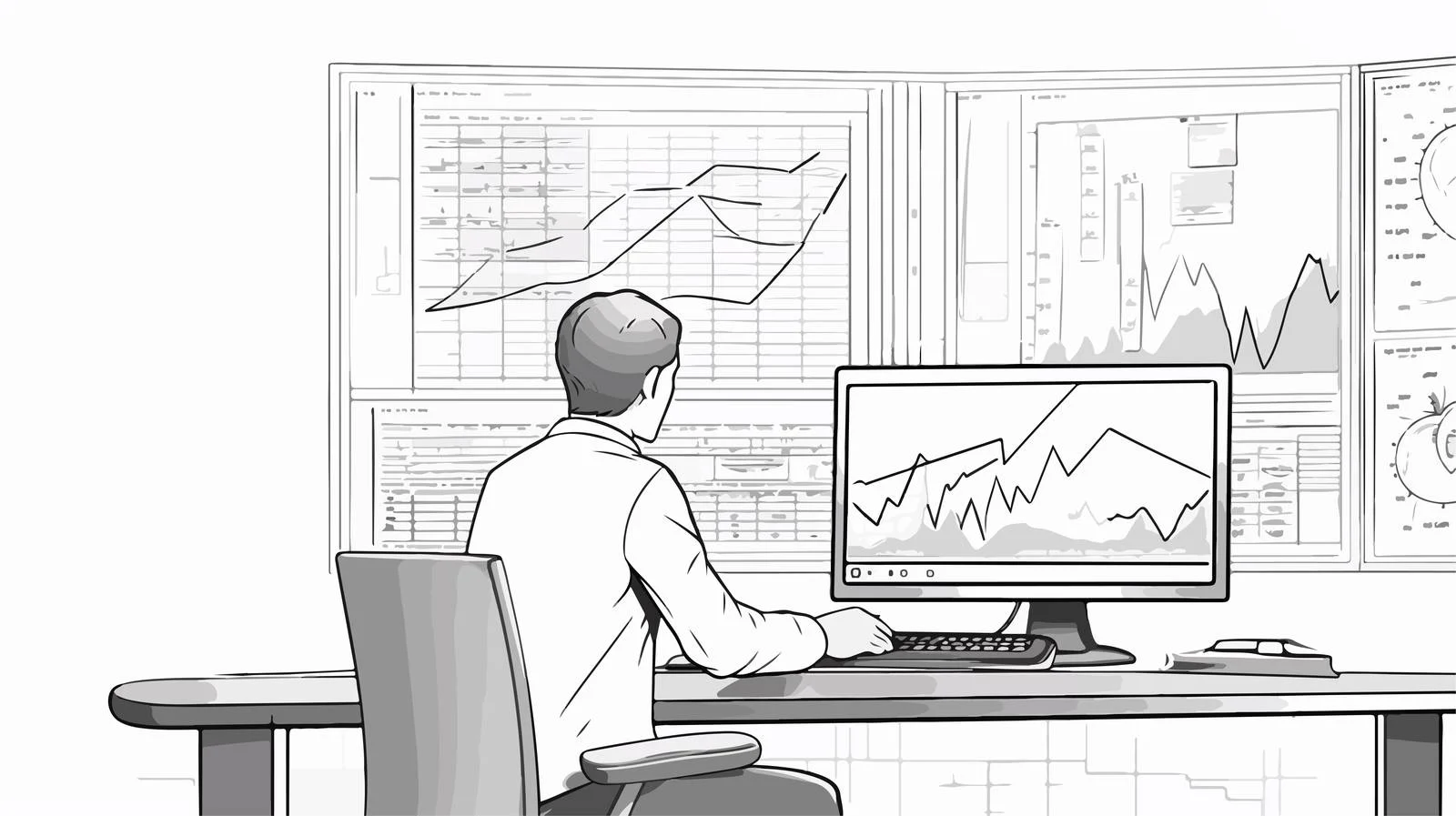 Person pointing at computer display screen — free download from Dotvec