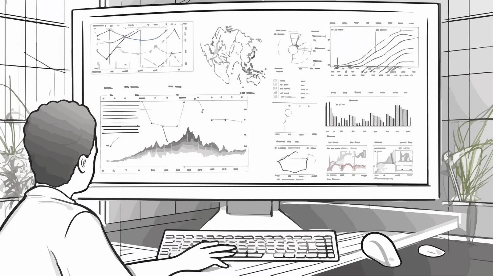 Pointing Hand at Computer Monitor Display — free download from Dotvec