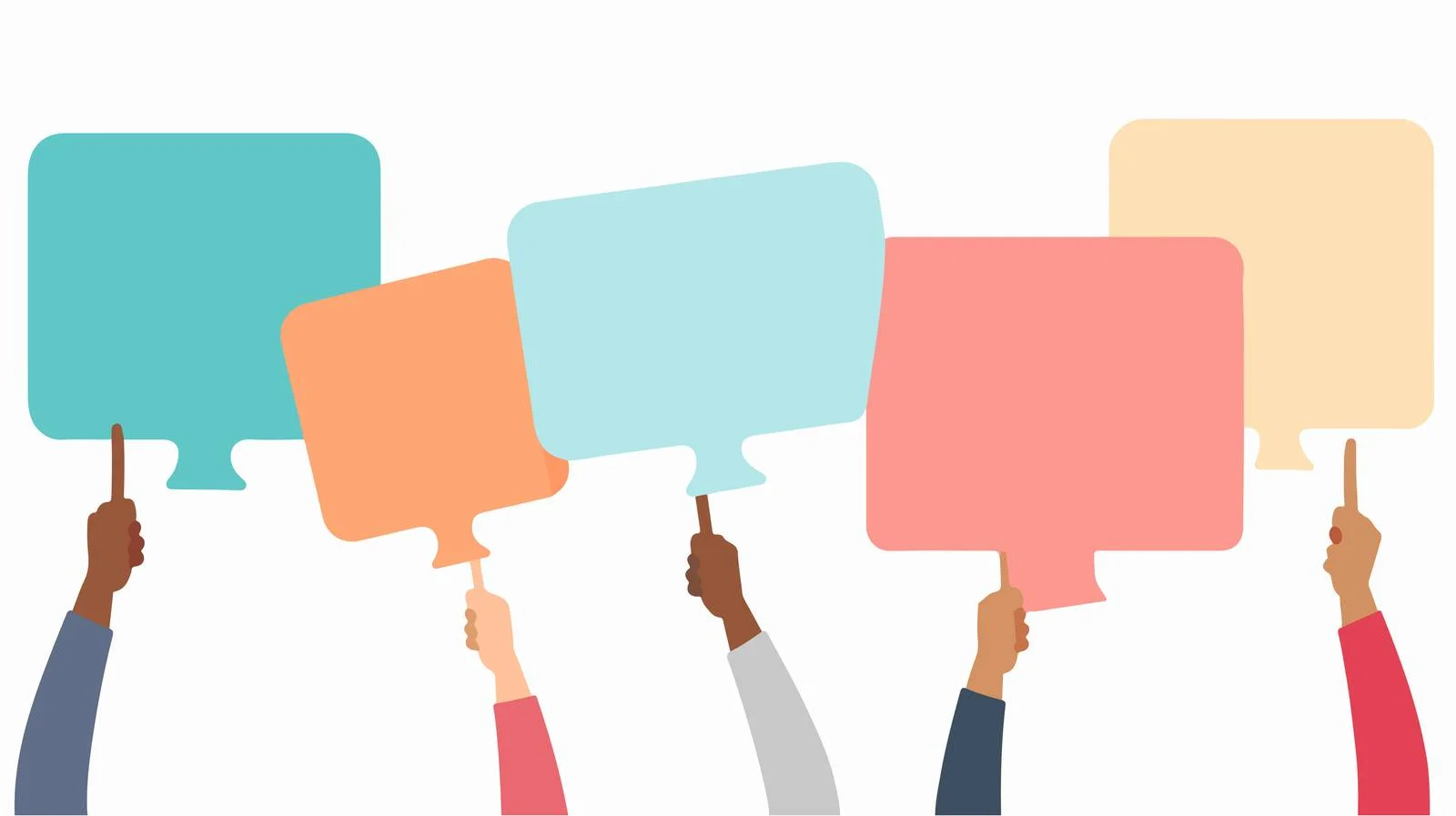 Set of Blank Speech Bubbles in Hands — free download from Dotvec