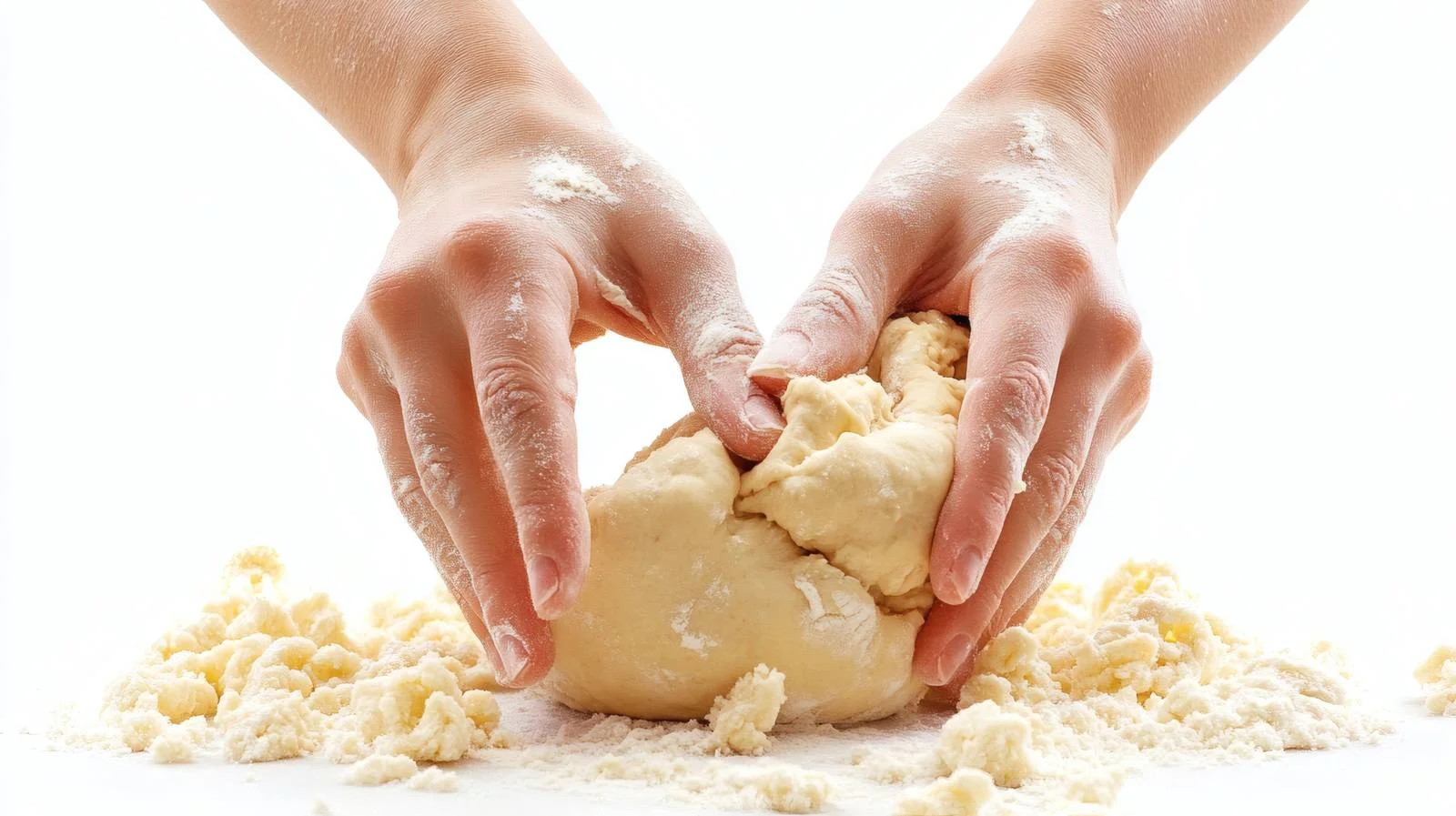 Professional Hands Kneading Dough on White — free download from Dotvec