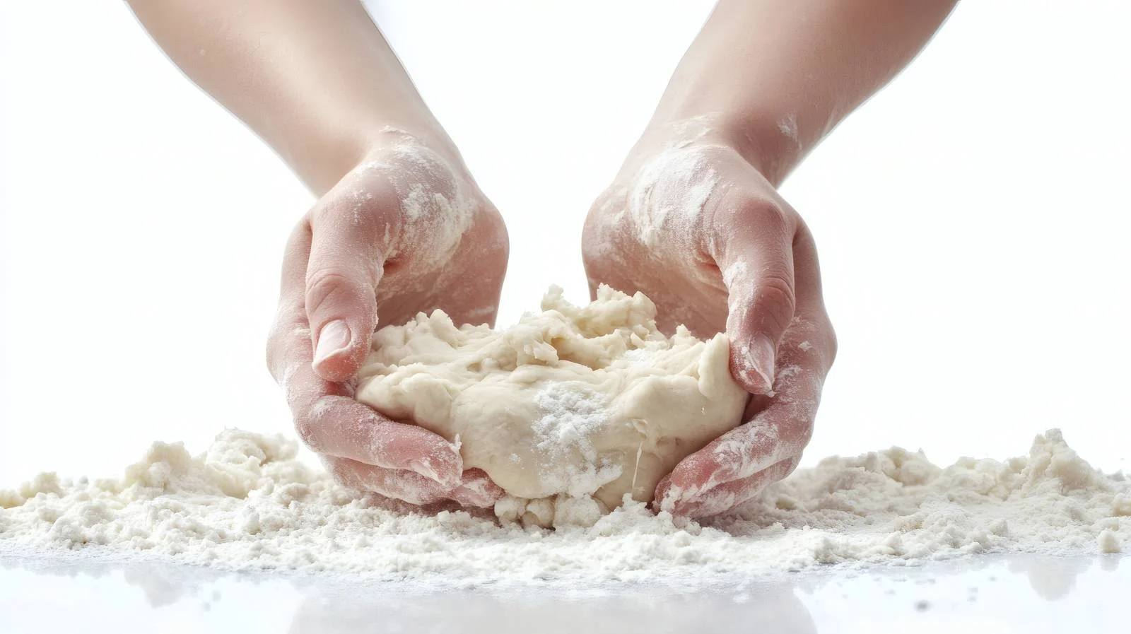 Skillful hands kneading dough on white background — free download from Dotvec