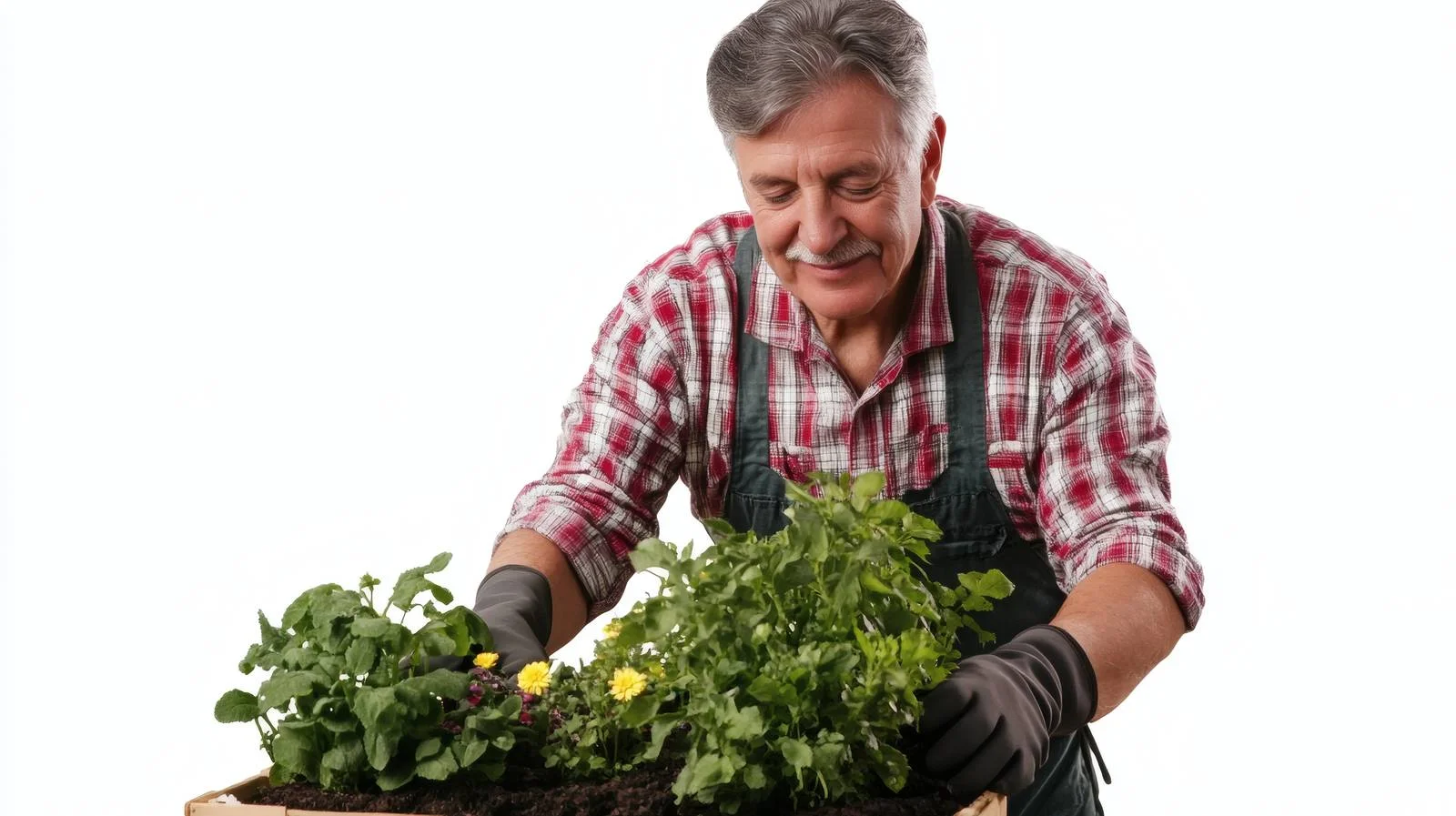 Senior Man Tending Garden Solo Outdoors — free download from Dotvec