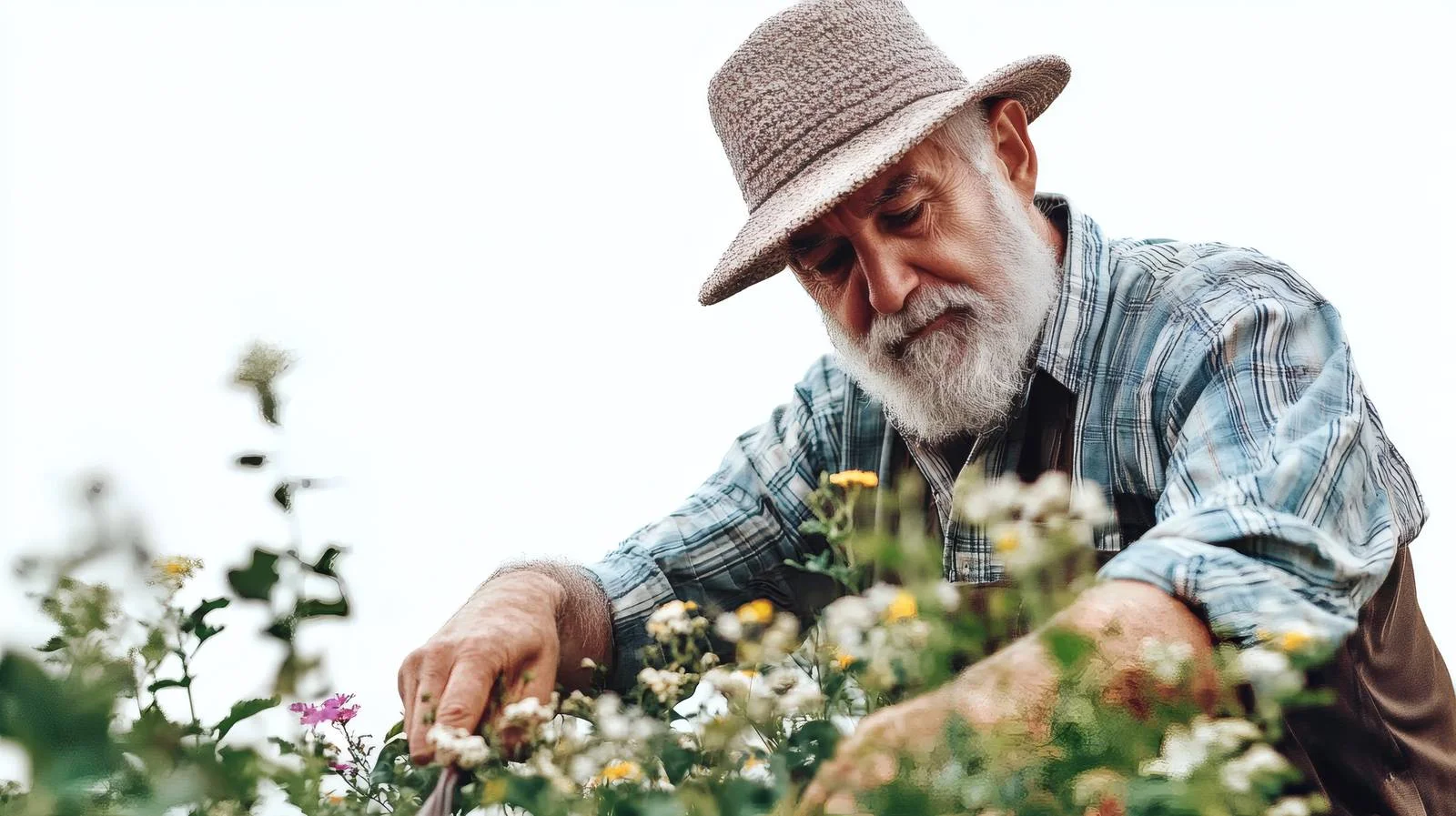 Elderly Gentleman Tending Garden Alone — free download from Dotvec