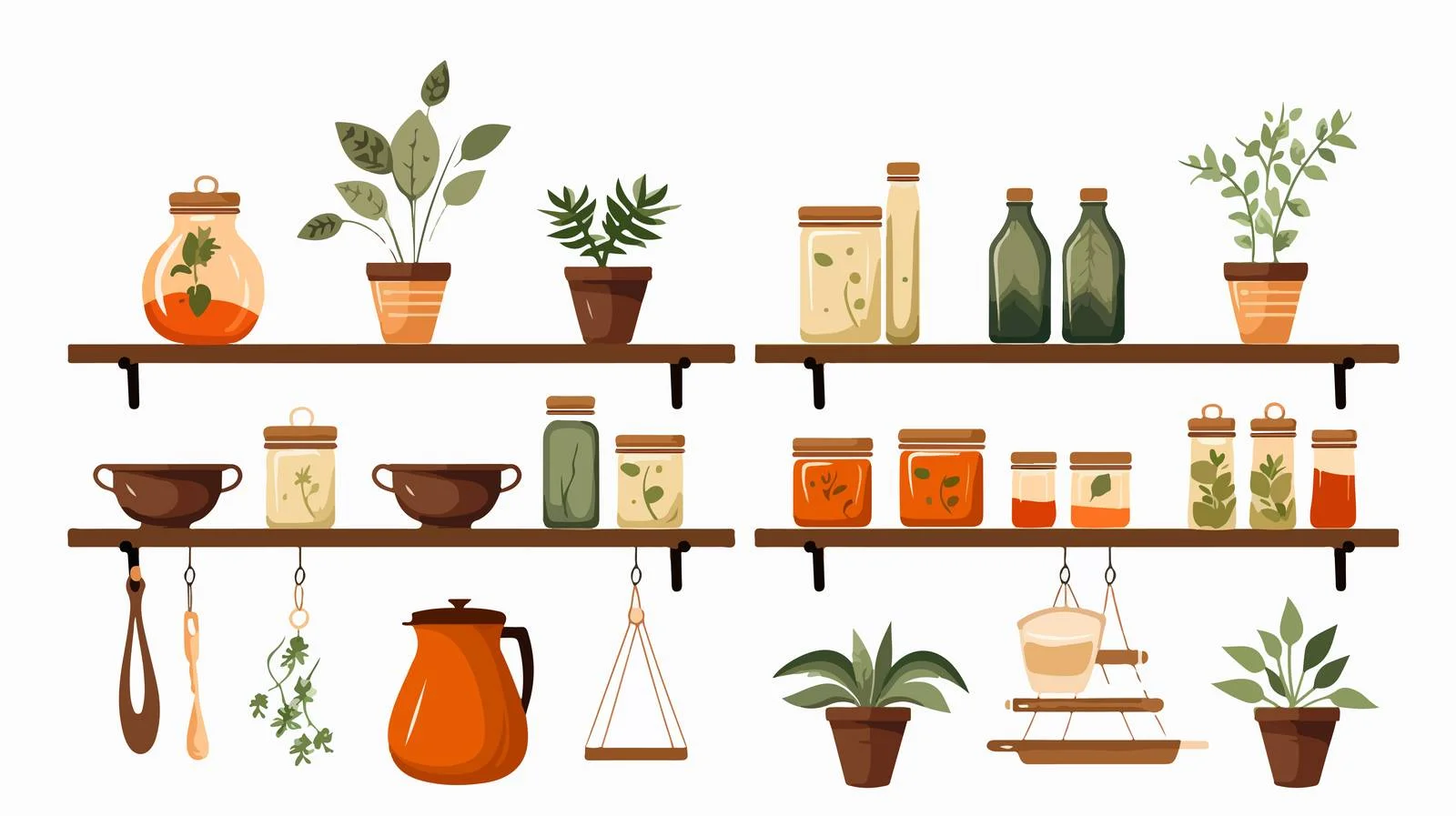 Diverse Interior Decor on Hanging Wall Shelves — free download from Dotvec