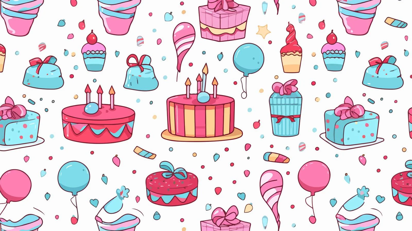 Birthday Seamless Pattern with Elements — free download from Dotvec