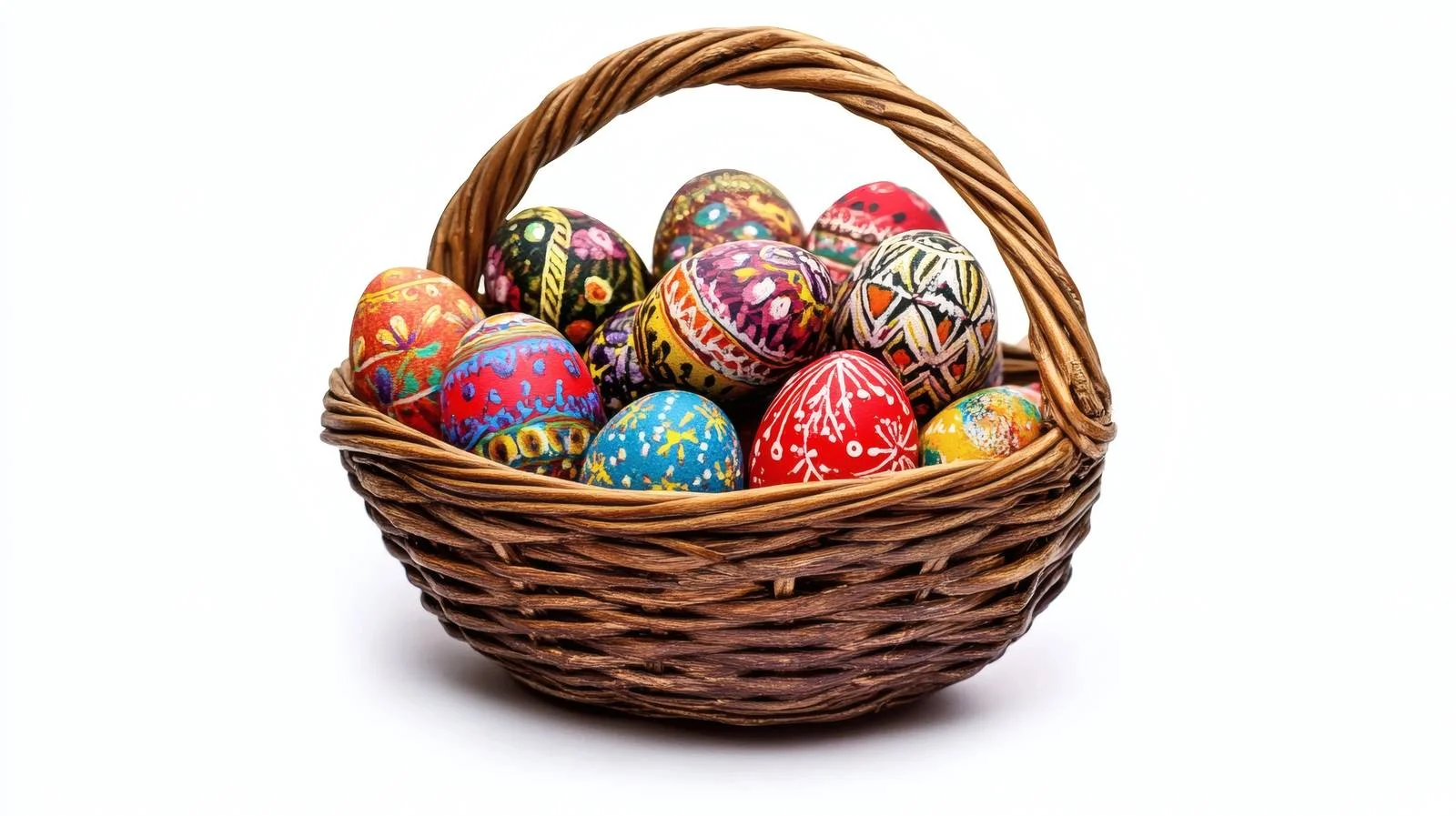 Vibrant Easter Eggs in Isolated Basket — free download from Dotvec