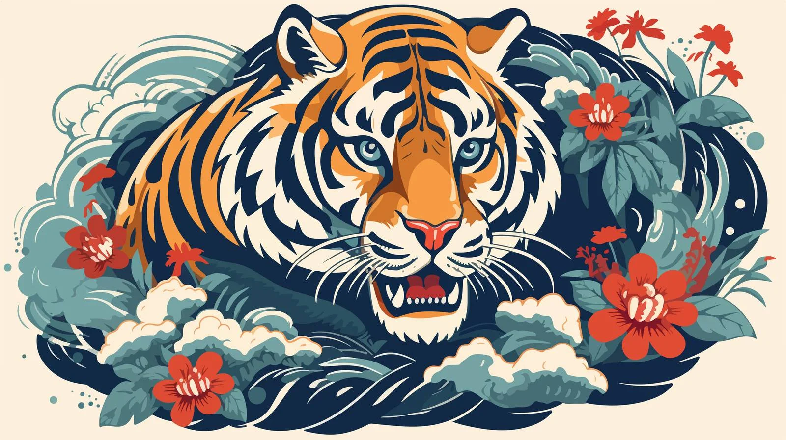 Chinese Tiger New Year 2022 Postcard Design — free download from Dotvec