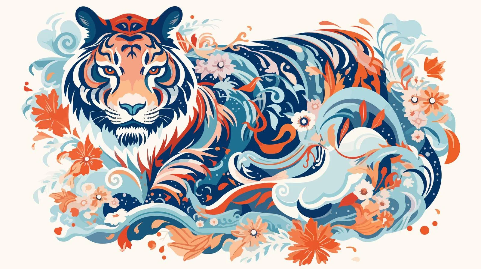 Festive 2022 New Year Chinese Tiger Card — free download from Dotvec