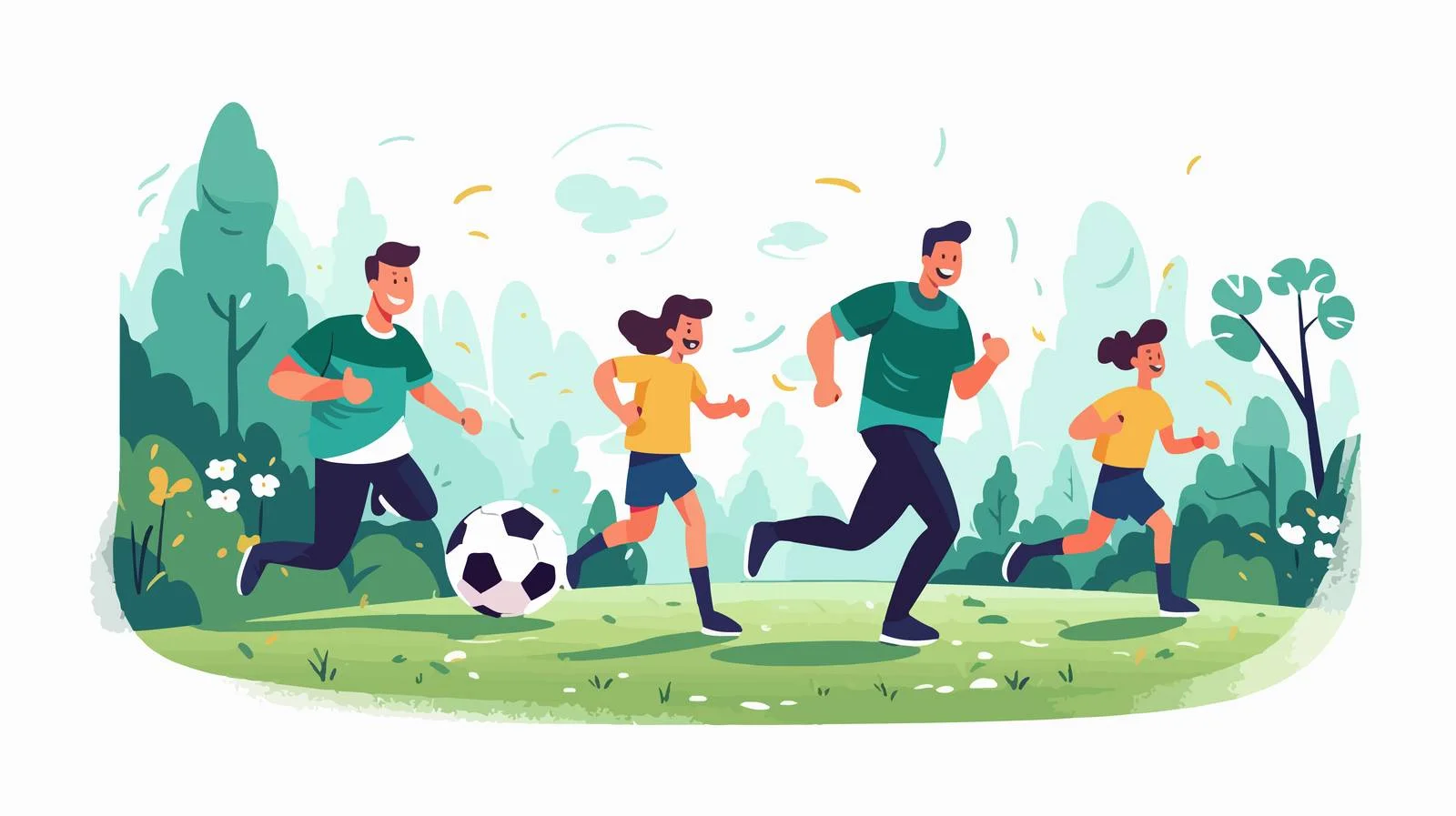 Joyful family playing soccer outdoors together — free download from Dotvec