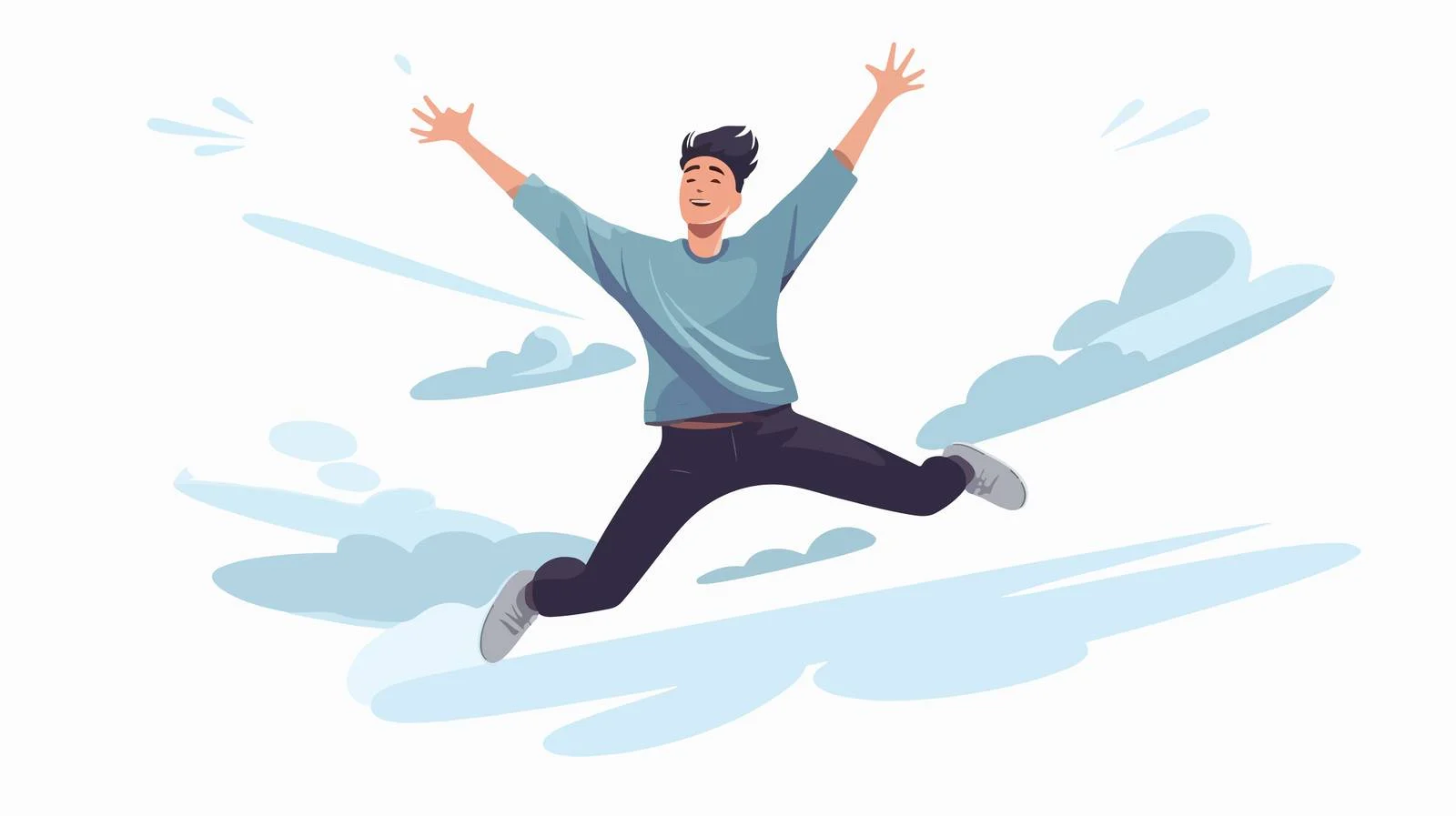 Joyful man leaping gracefully mid-air descent — free download from Dotvec