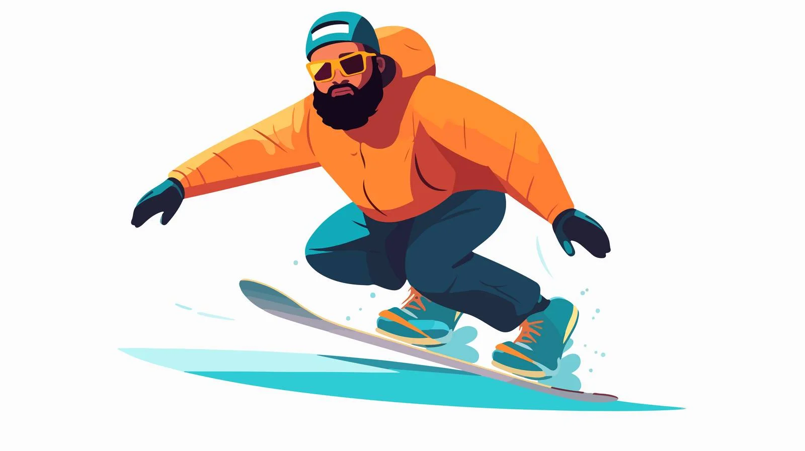 Cheerful bearded snowboarder in snow gear — free download from Dotvec