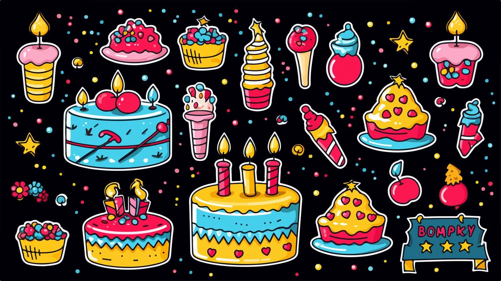 Birthday Celebration Items — free download from Dotvec