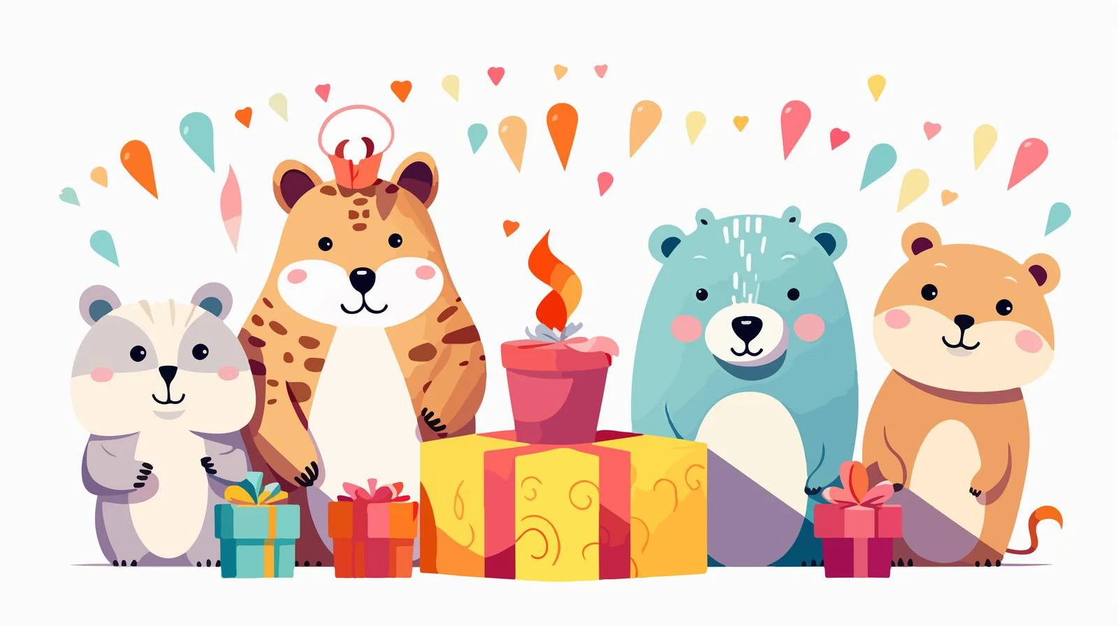 Whimsical Animal Birthday Card Design — free download from Dotvec