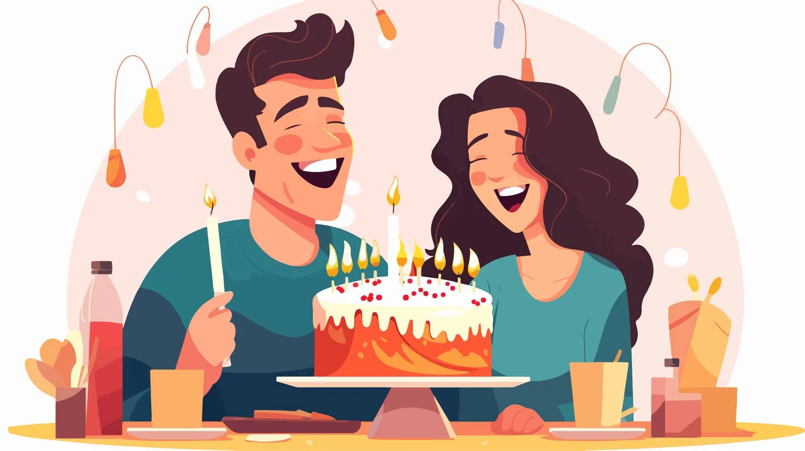 Cheerful birthday celebration: Smiling couple festivities — free download from Dotvec
