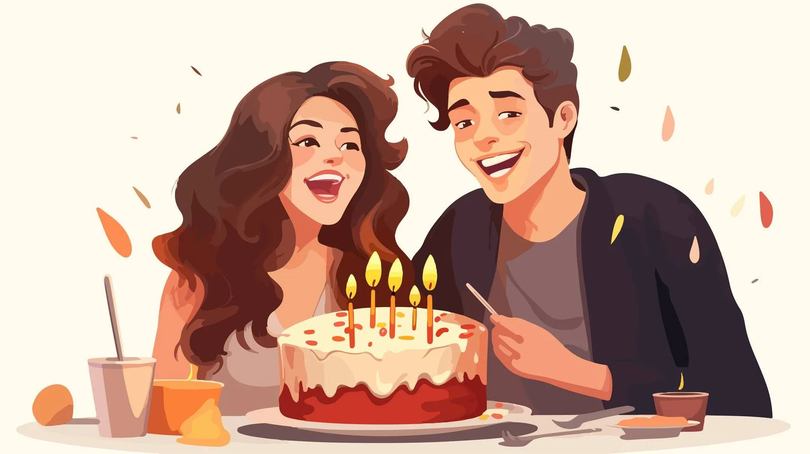 Cheerful birthday celebration: Couple smiles joyfully — free download from Dotvec