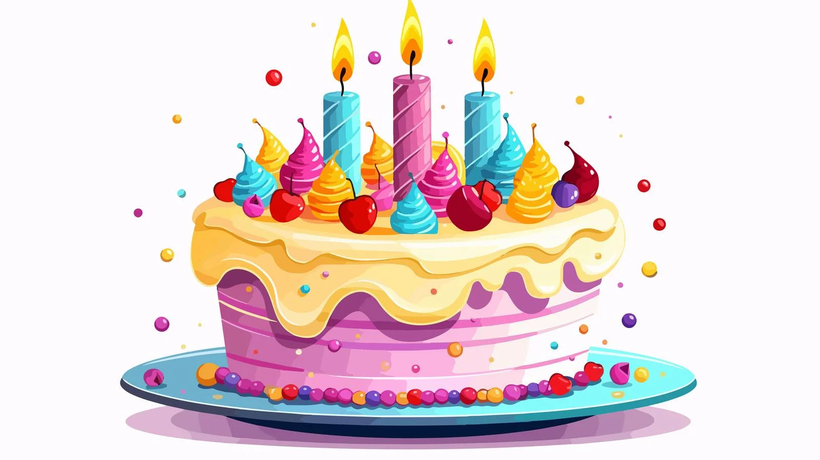 Celebratory Cake on Birthday Greeting Card — free download from Dotvec