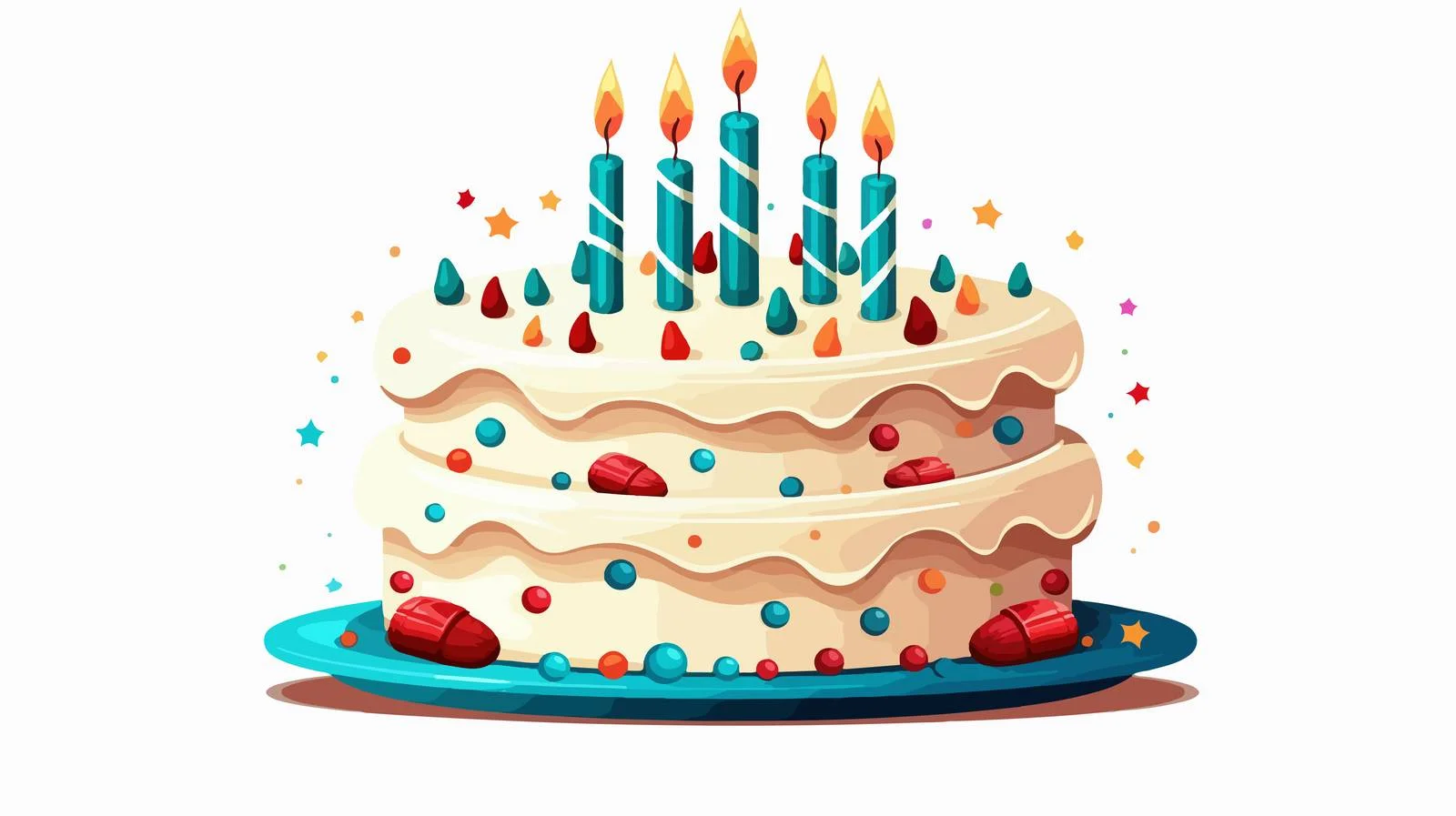 Cheerful birthday card featuring festive cake — free download from Dotvec