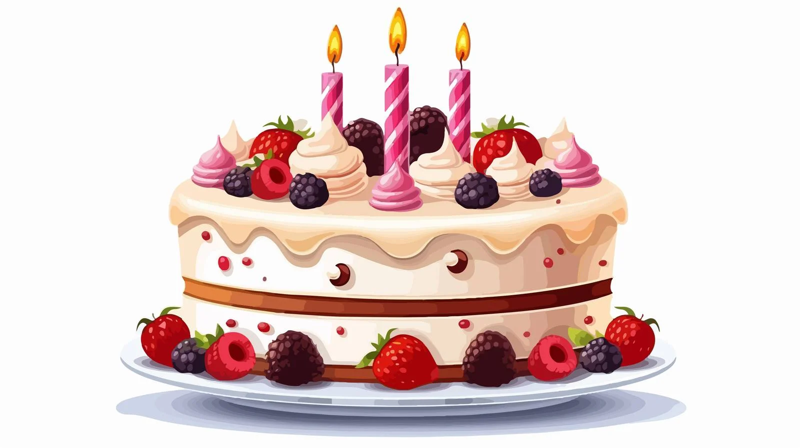 Celebratory Birthday Cake on Greeting Card — free download from Dotvec