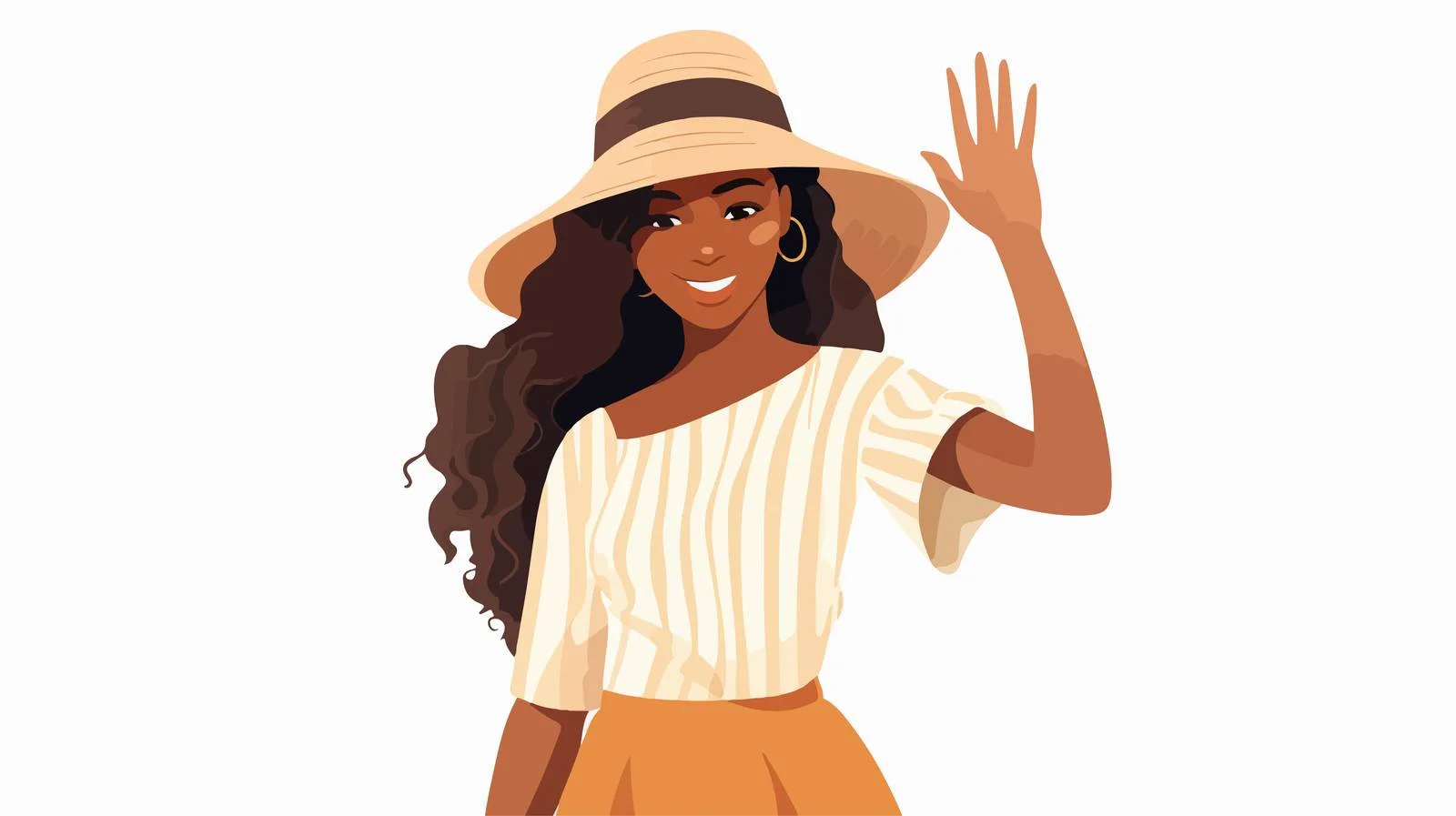 Joyful African lady greeting with high gesture — free download from Dotvec