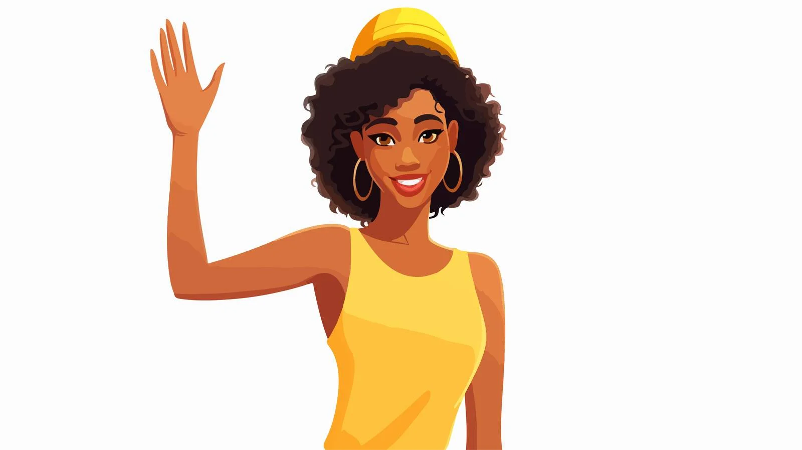 Joyful African woman gesturing hello warmly — free download from Dotvec