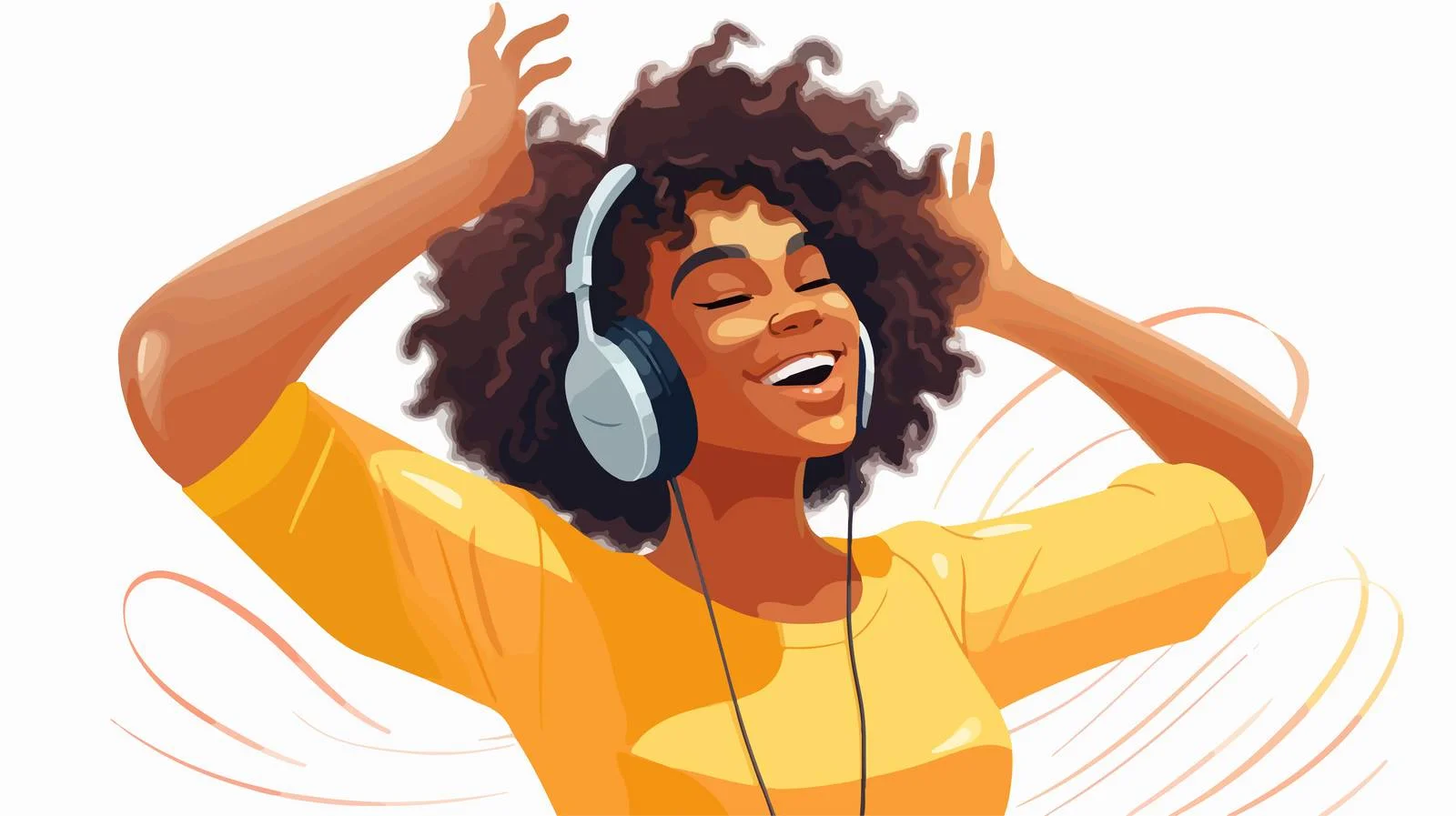 Joyful woman dances happily to music — free download from Dotvec