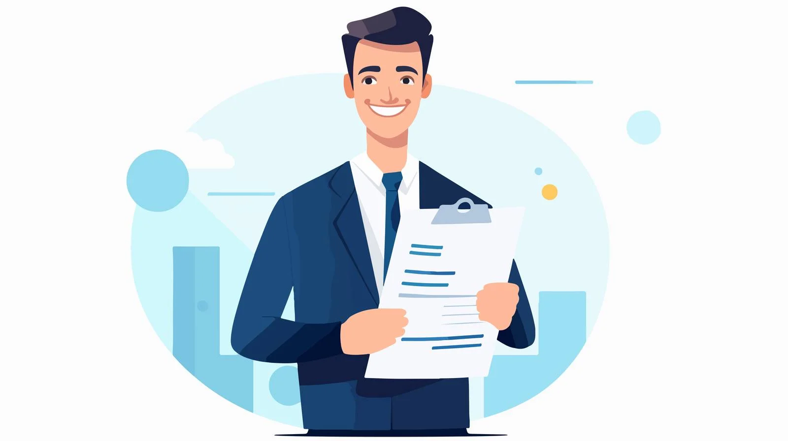 Joyful professional with business paperwork — free download from Dotvec