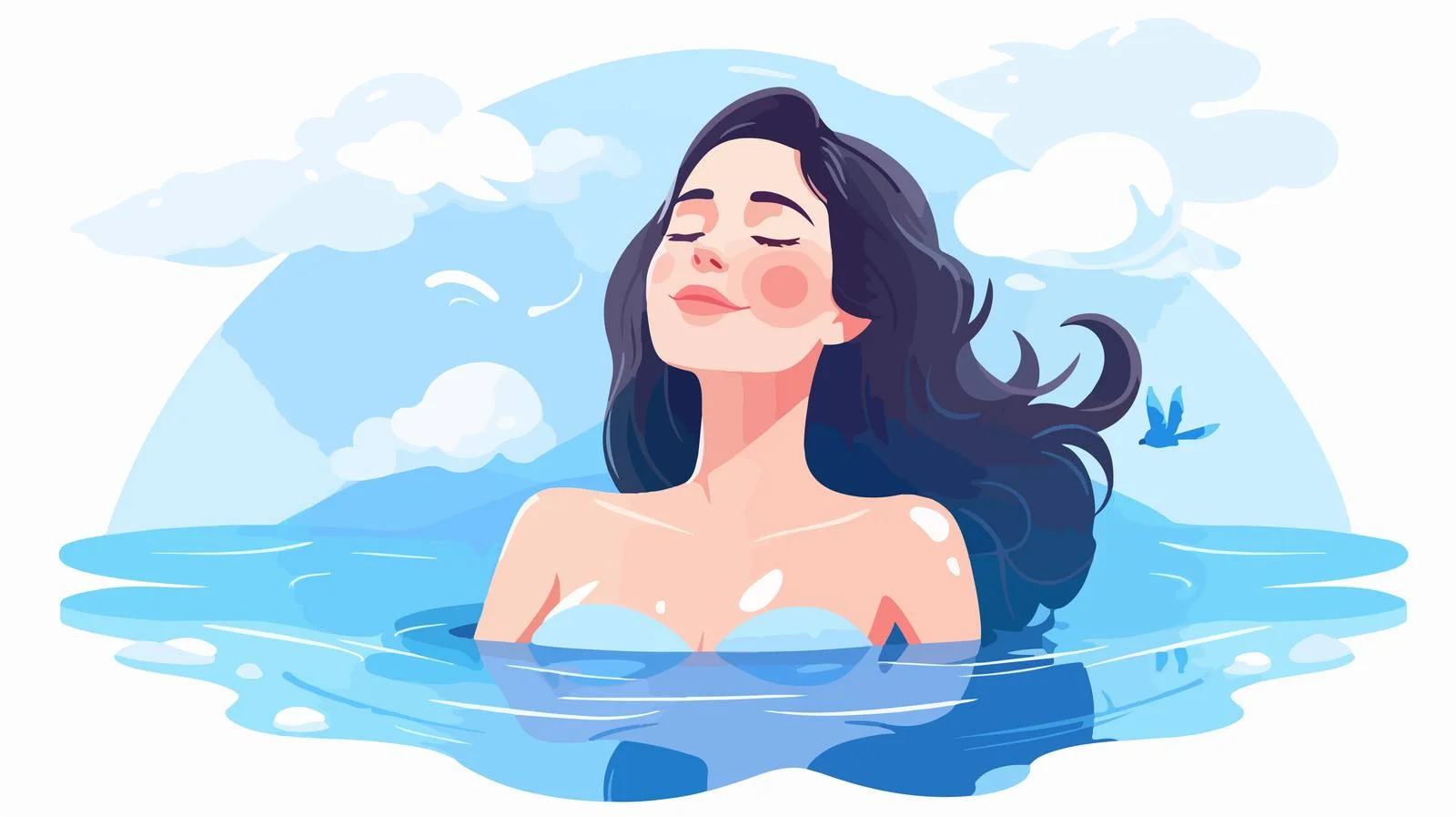 Tranquil woman floating serenely on water — free download from Dotvec