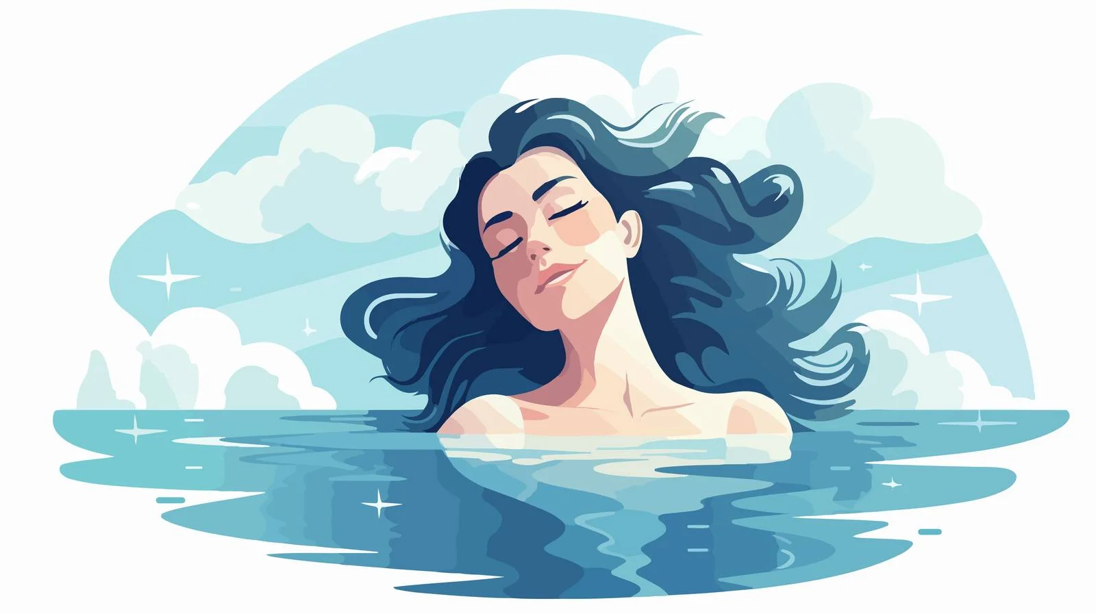 Tranquil woman peacefully floating on water — free download from Dotvec