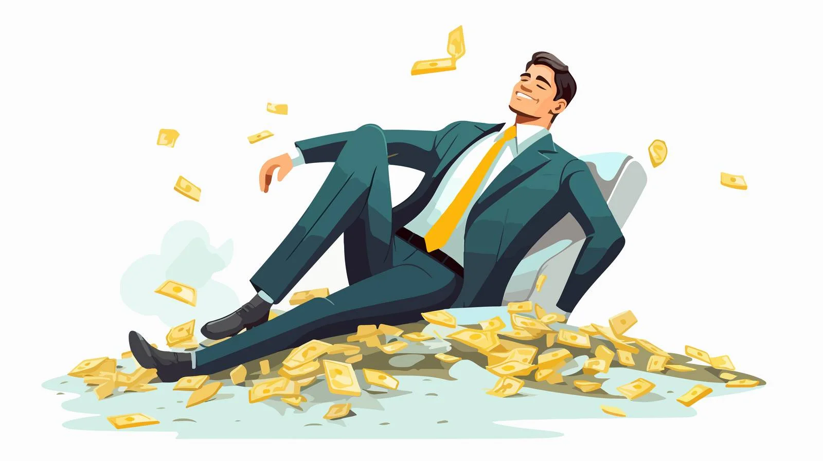 Relaxed businessman basks in wealth abundance — free download from Dotvec