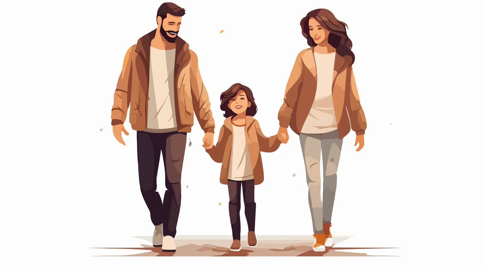 Cheerful Cartoon Family Embracing While Strolling — free download from Dotvec