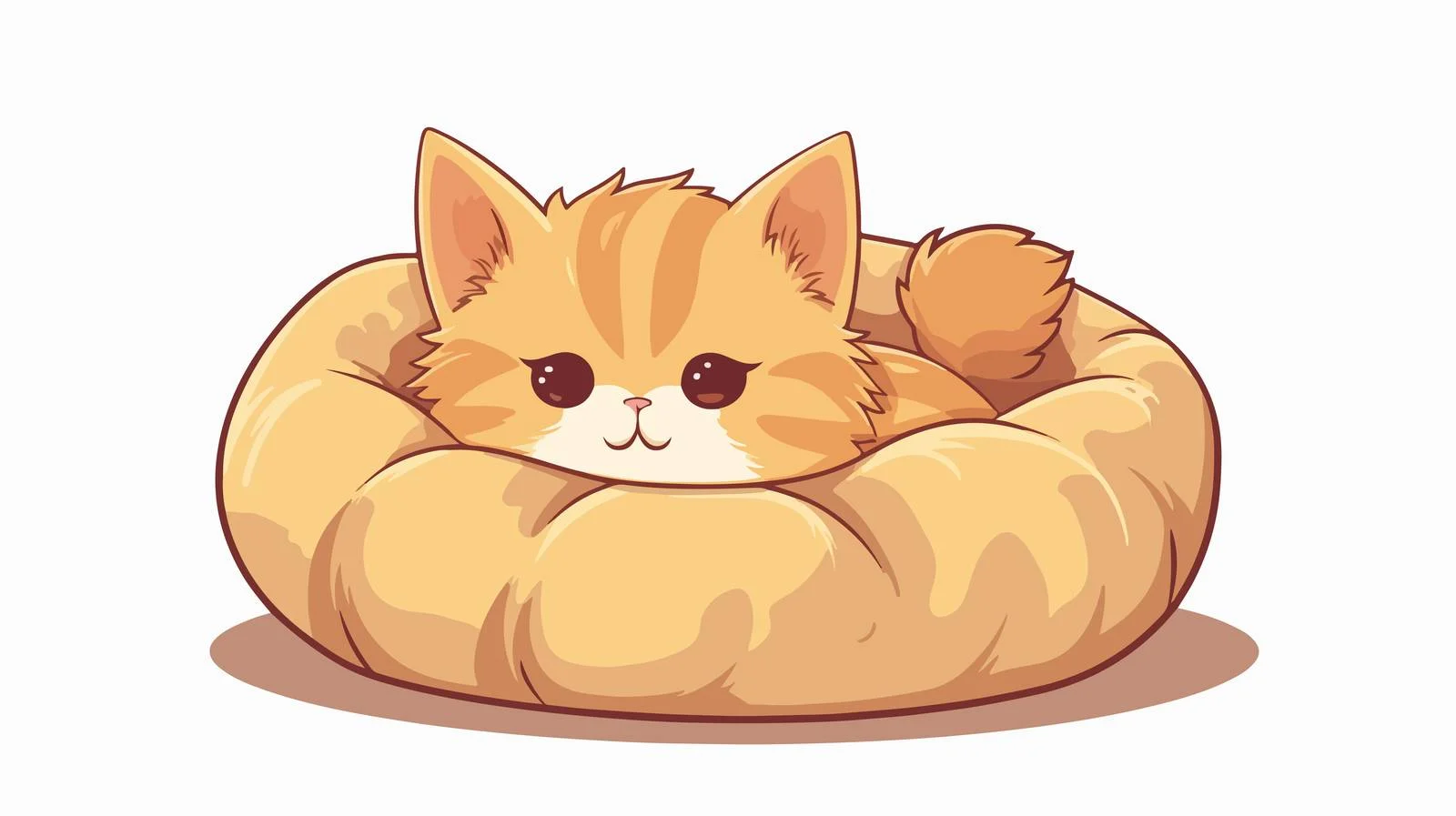 Playful Cat Relaxing on Comfy Pet Bed — free download from Dotvec