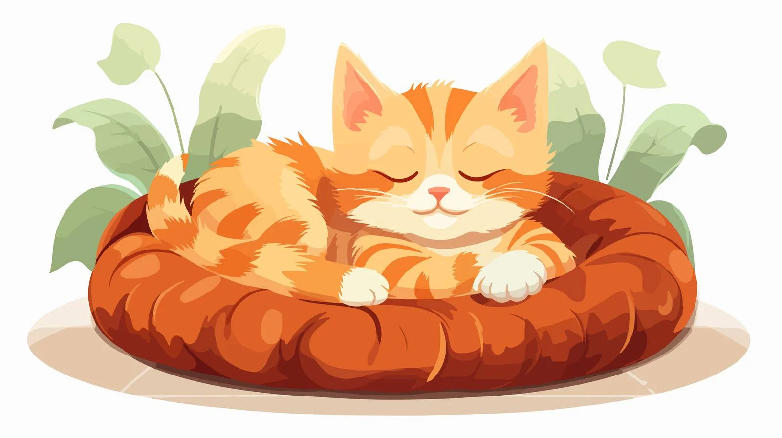 Cozy Cat Relaxing on Pet Cushion — free download from Dotvec