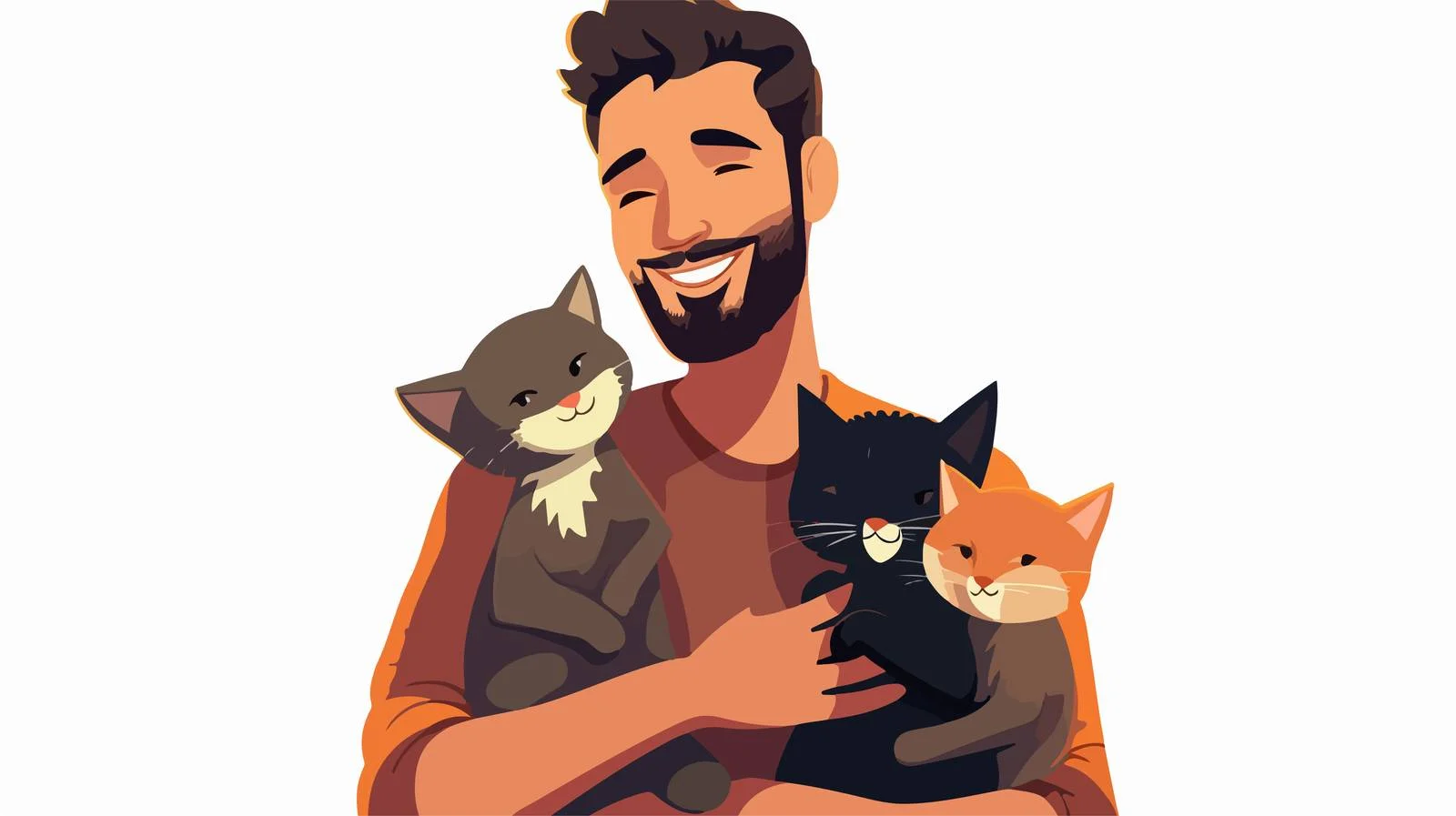 Joyful Cat Owner Embracing Pair of Kittens — free download from Dotvec
