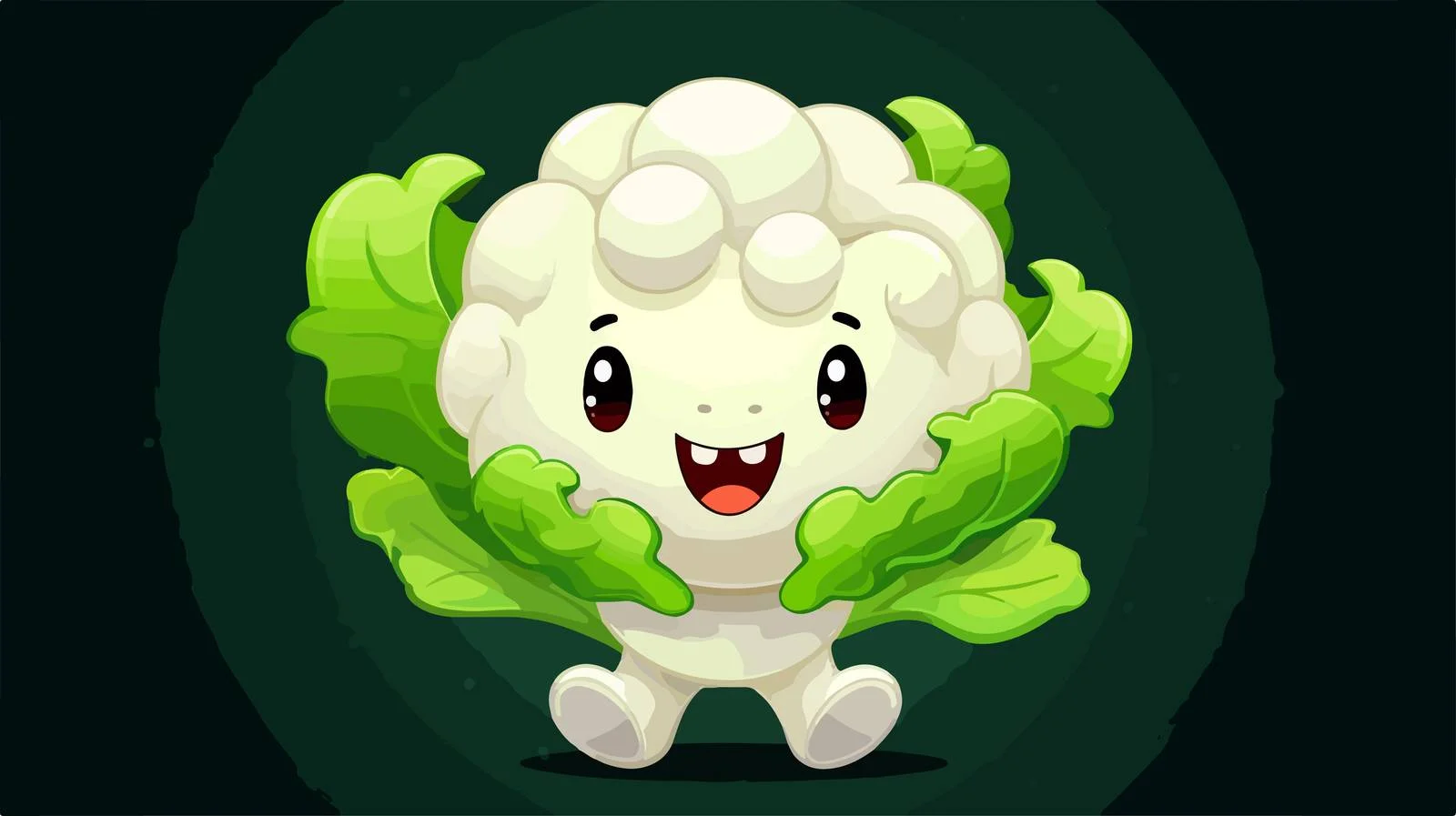 Cheerful cauliflower mascot: Adorable veggie pose — free download from Dotvec