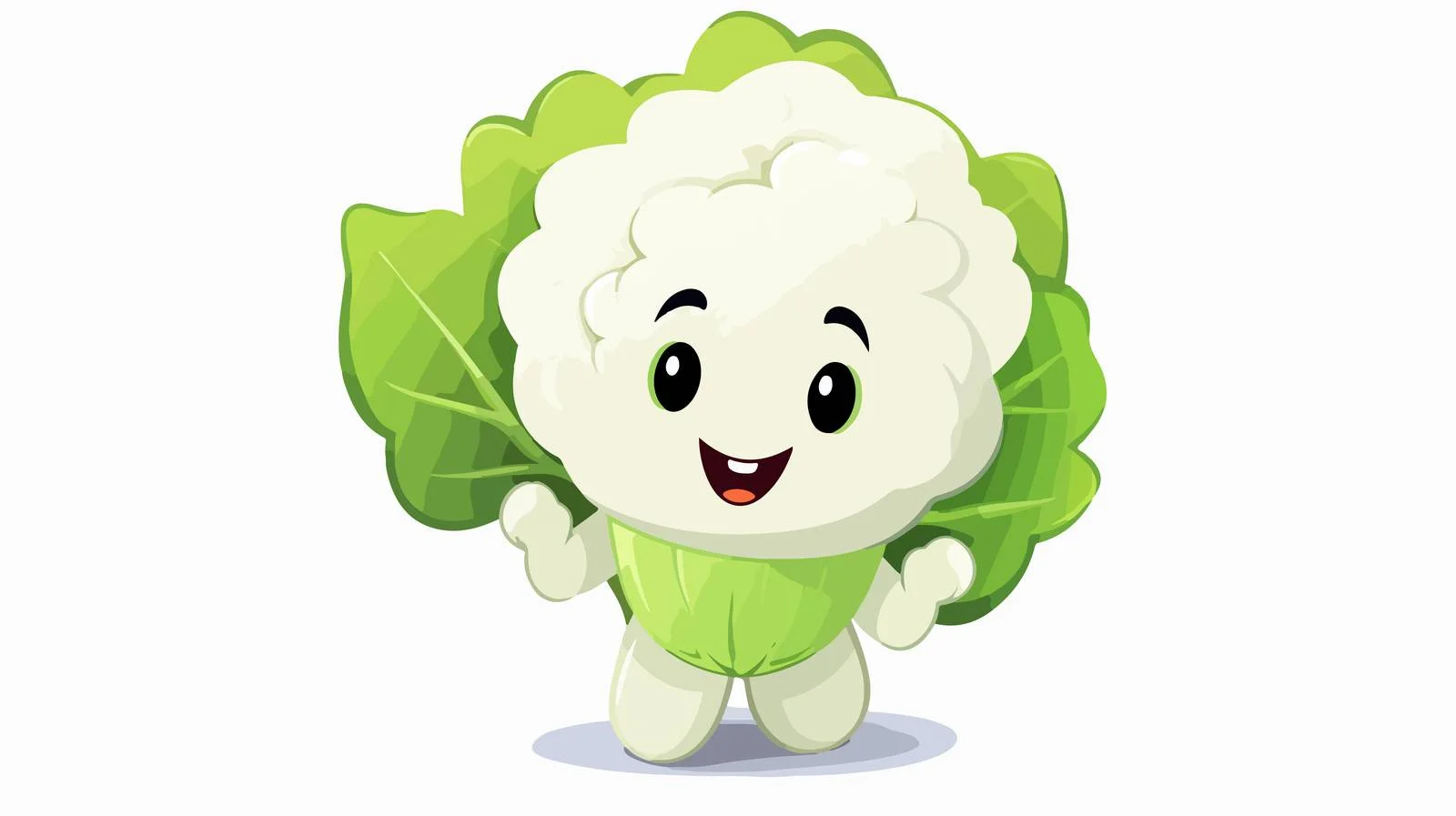 Cheerful cauliflower mascot: Adorable vegetable pose — free download from Dotvec