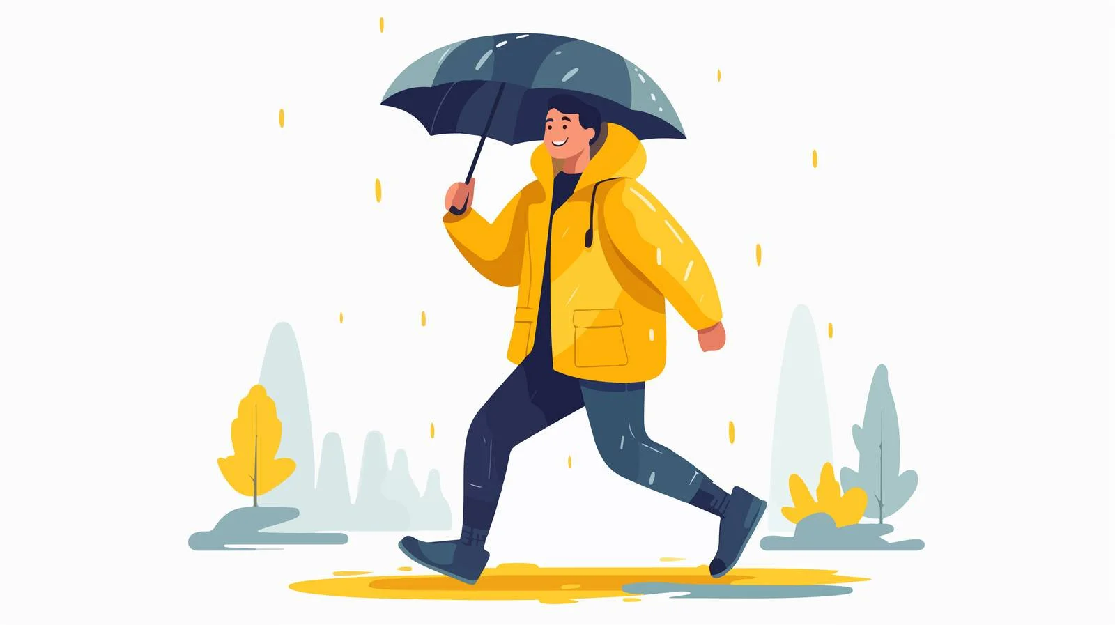 Joyful figure strolling in rain shower — free download from Dotvec