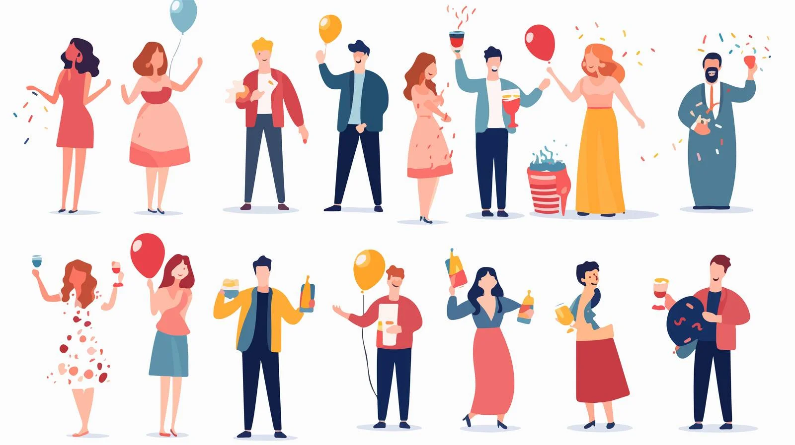 Cheerful characters celebrating birthday together — free download from Dotvec