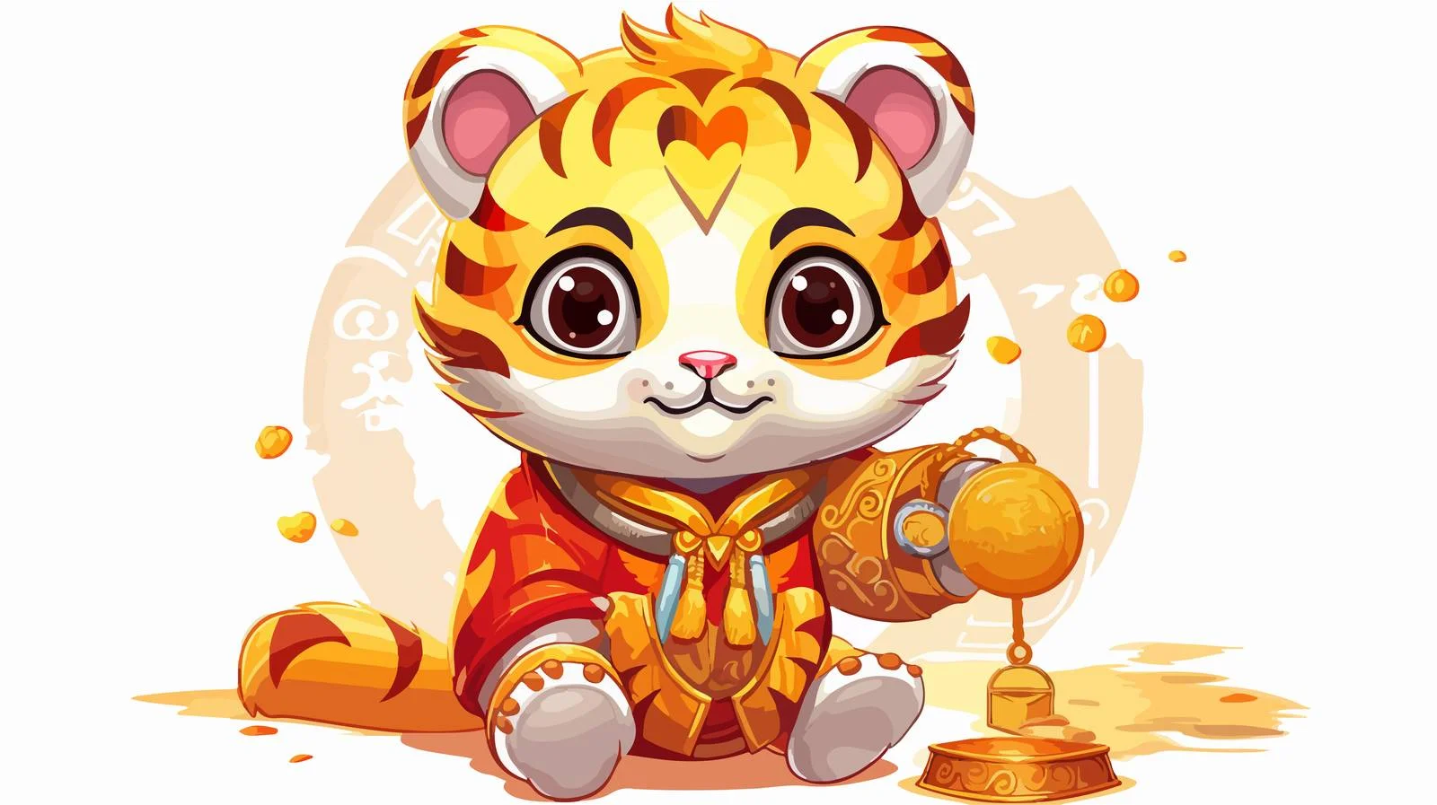 Festive Cartoon Tiger Holding Go Sign — free download from Dotvec