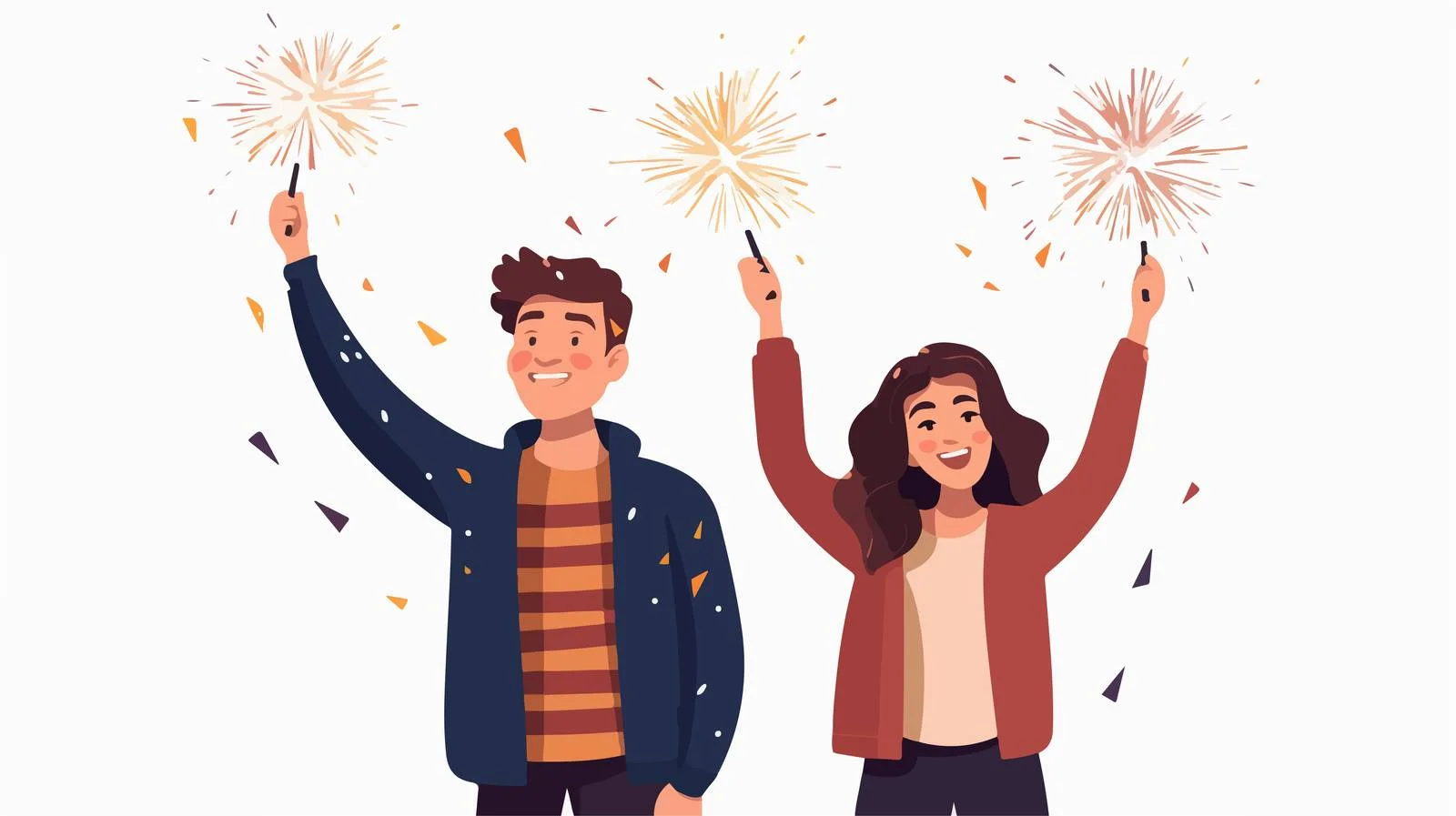 Joyful couple holding sparklers together — free download from Dotvec
