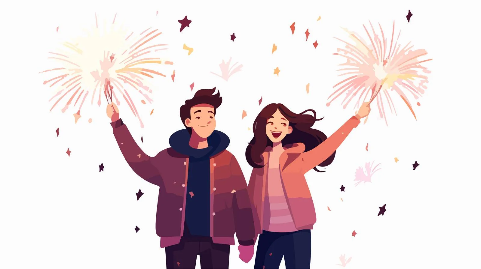 Joyful couple with festive sparklers — free download from Dotvec