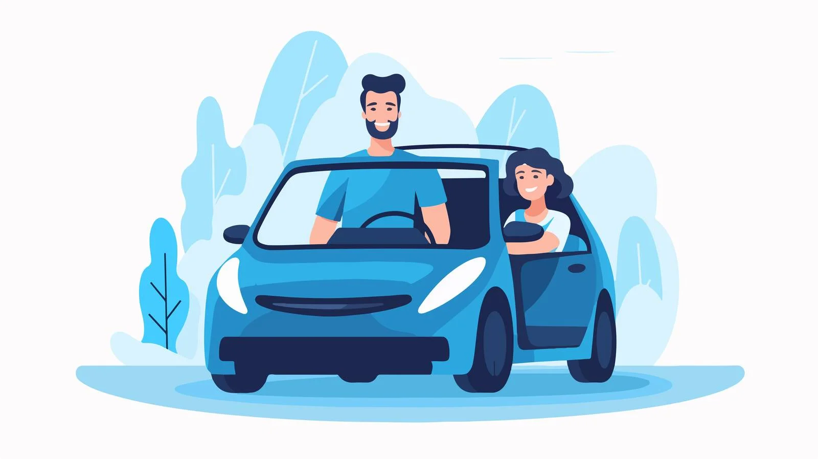 Cheerful couple on road trip adventure — free download from Dotvec